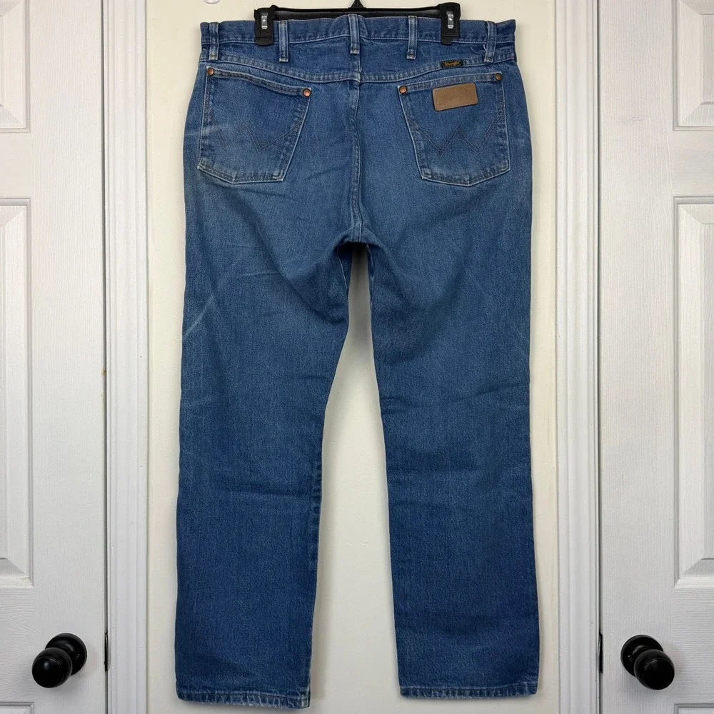 Wrangler COWBOY CUT Straight Leg 13MWZPW Mens 36x30 100% Cotton Denim Blue Jeans